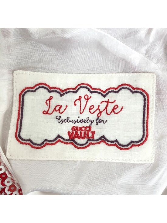 Gucci Vault la Veste Custom Sequin Check Dress S White Red - Picture 6 of 8